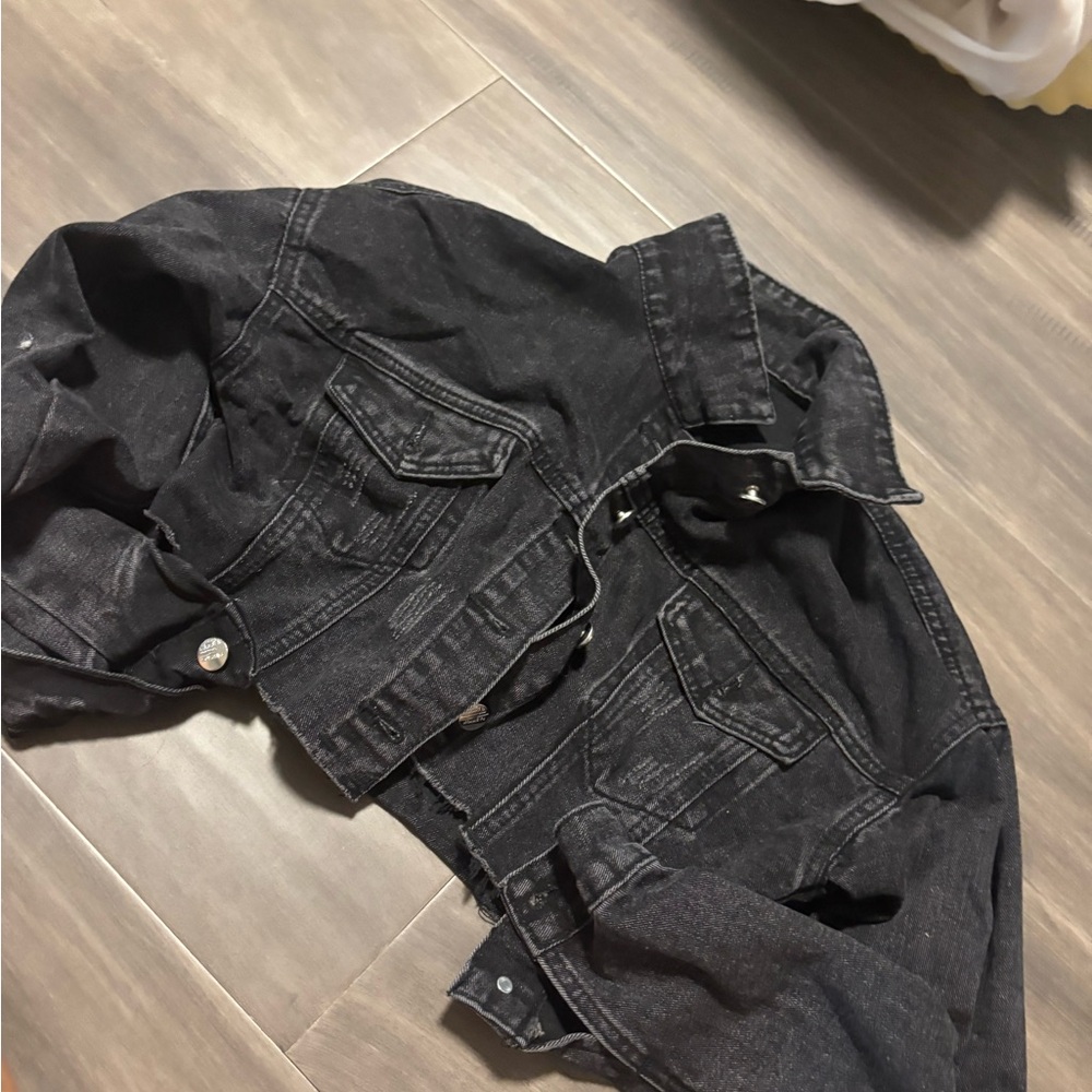 Black Denim Cropped Jacket